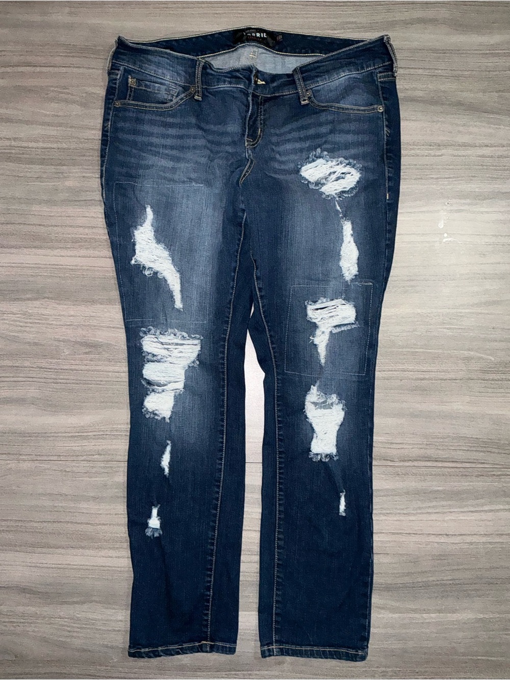 Torrid Premium Boyfriend Distressed Jeans - Dark Wash, Size 14 Short plus size